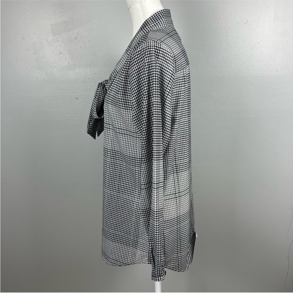 Vintage Barbour Secretary blouse bow tie neck houndstooth pattern fits M/L - Picture 3 of 10